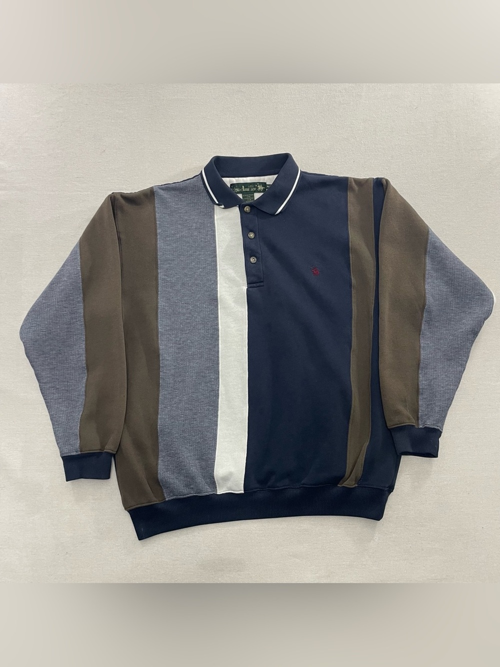 Vintage 90s Knights Of The Round Table Striped Polo Sweater LS Men's Sz M